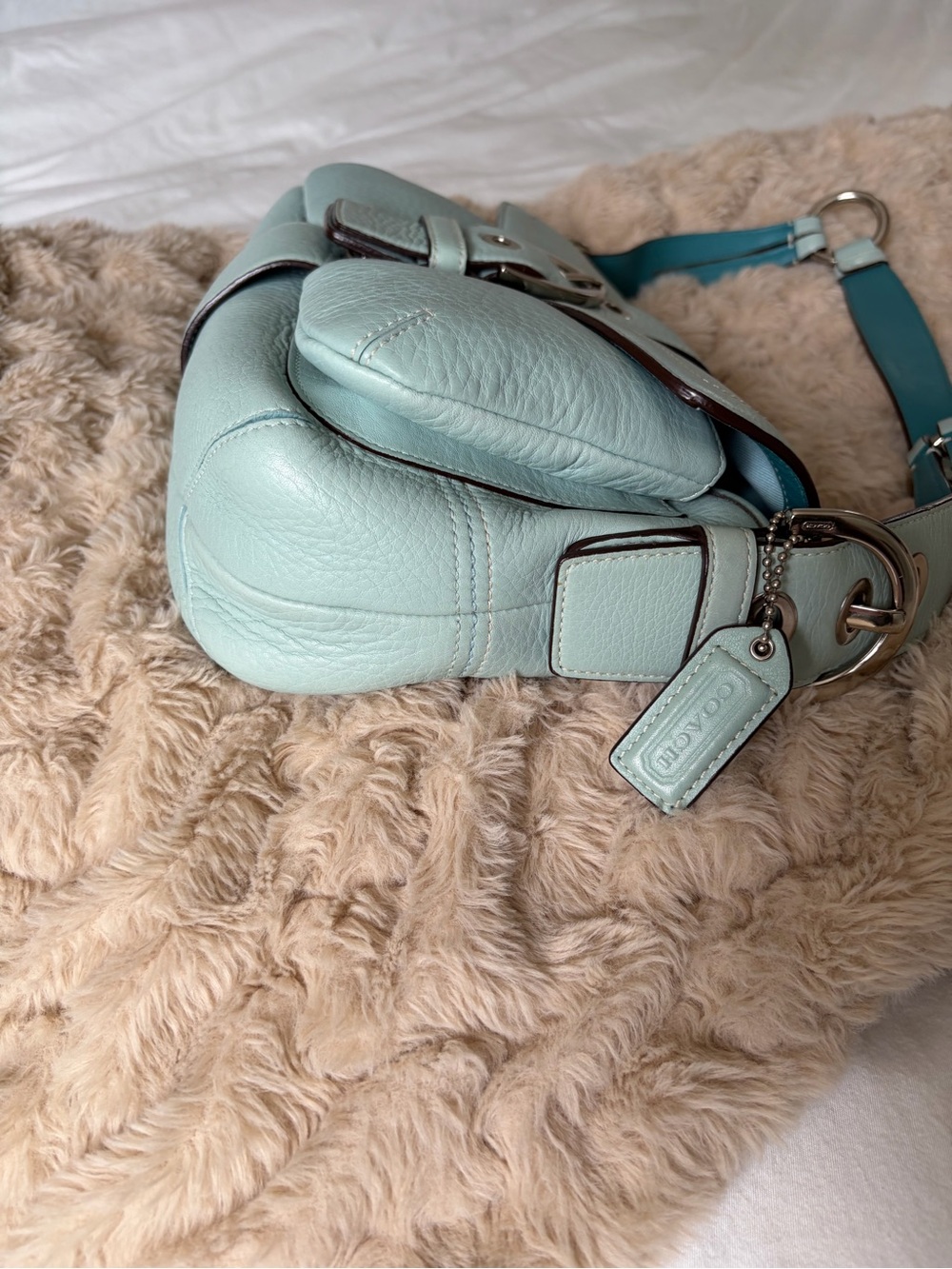 VINTAGE Coach Tiffany Blue flap bag #3000 - Picture 9 of 15